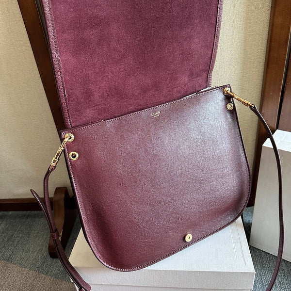 Celine Besace Soft Triome Burgundy Handbag in Lambskin 276303