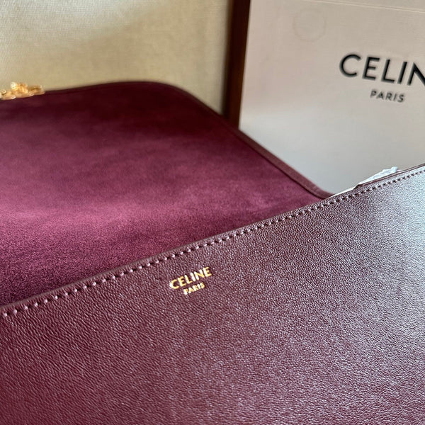 Celine Besace Soft Triome Burgundy Handbag in Lambskin 276303