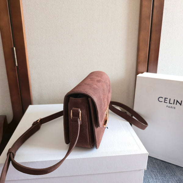 Celine TEEN TRIOMPHE Dark Brown Calfskin Handbag 276185