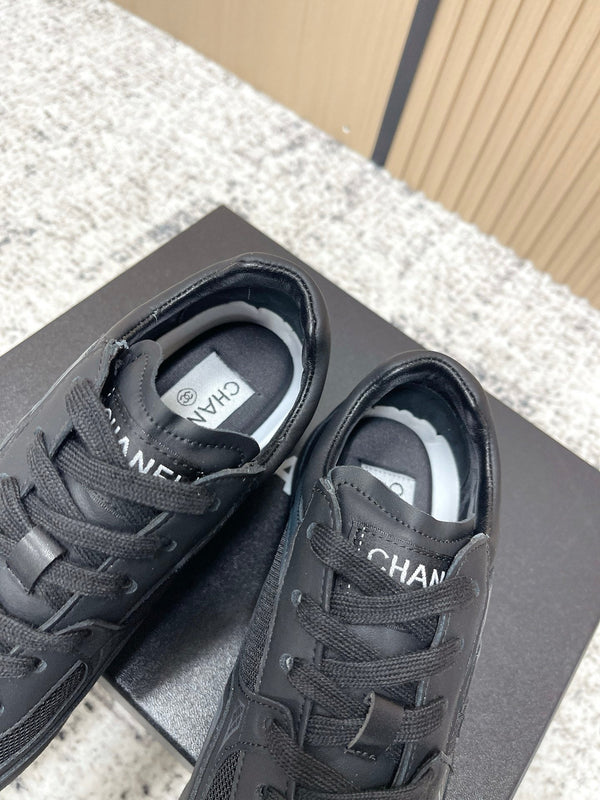 Chanel 26SS New Casual Black Sneakers in Cowhide with Mesh Cloth 591413