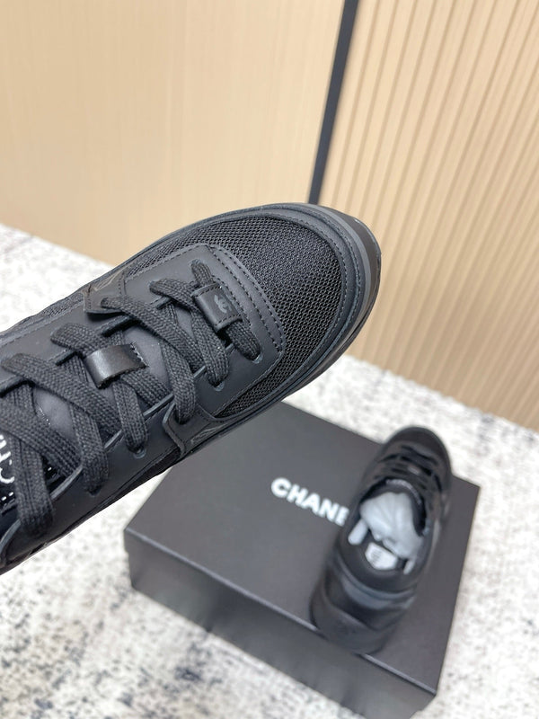 Chanel 26SS New Casual Black Sneakers in Cowhide with Mesh Cloth 591413