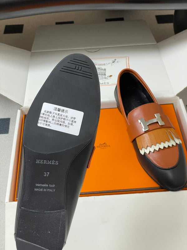 HM Royal Loafers Black Orange in Calfskin 594332