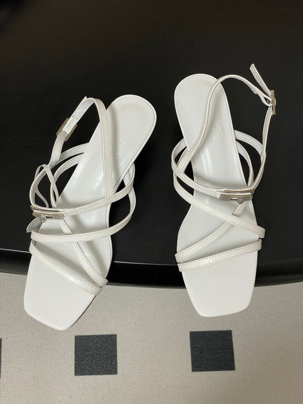 HM Muse Sandal 40 White in Calfskin 593822