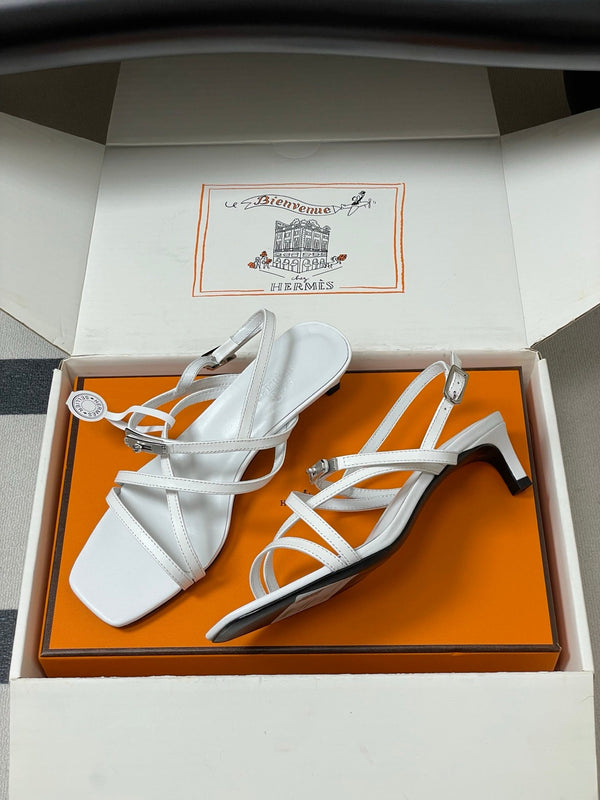 HM Muse Sandal 40 White in Calfskin 593822