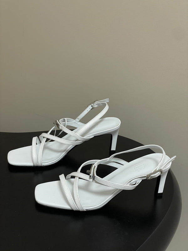 HM Muse Sandal 70 White in Calfskin 593818