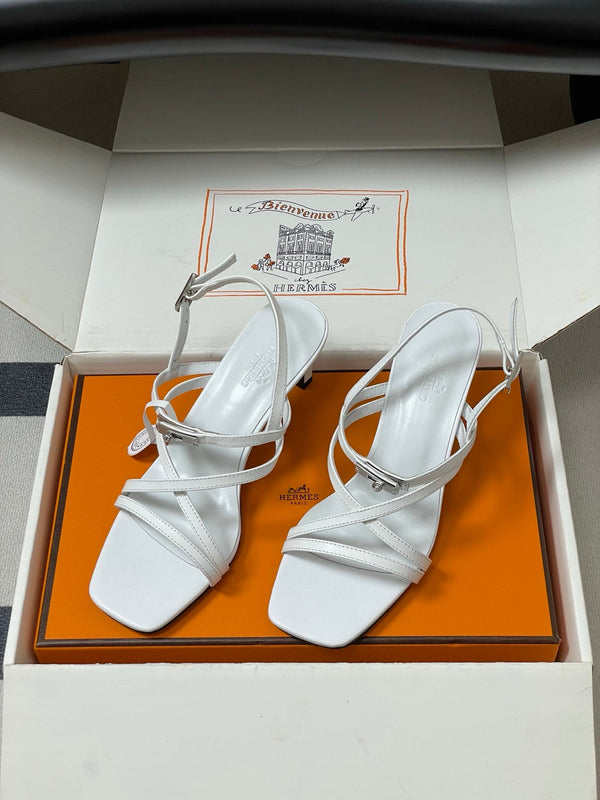 HM Muse Sandal 70 White in Calfskin 593818