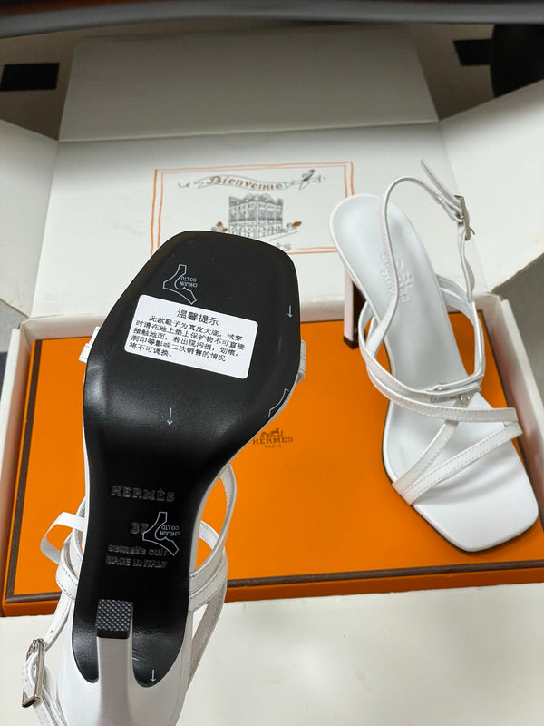 HM Muse Sandal 100 White in Calfskin 593814