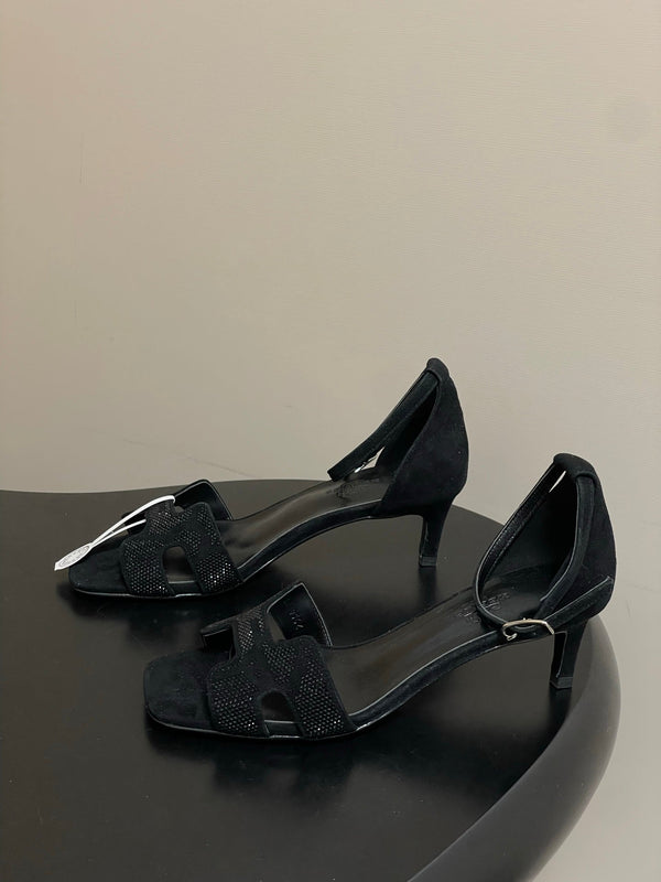 HM Joy Sandal 40 Black in Suede 593809