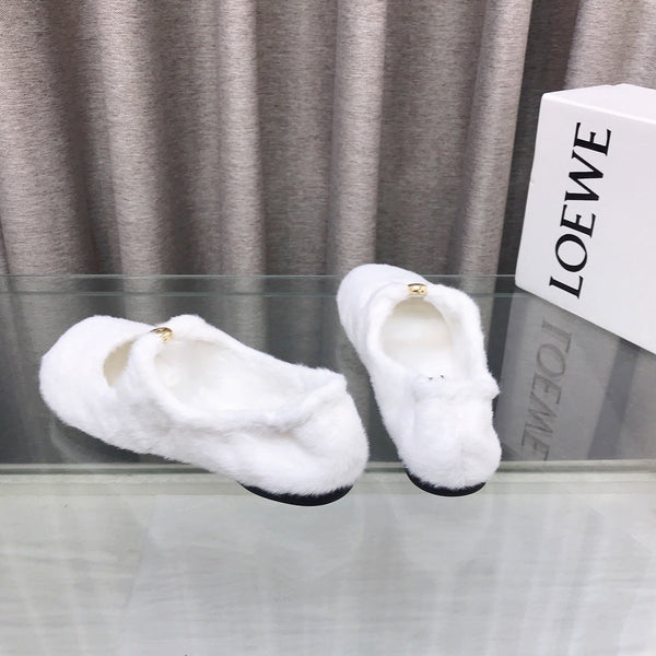 Loewe 2026 Ballet Flat White in Wool 597433