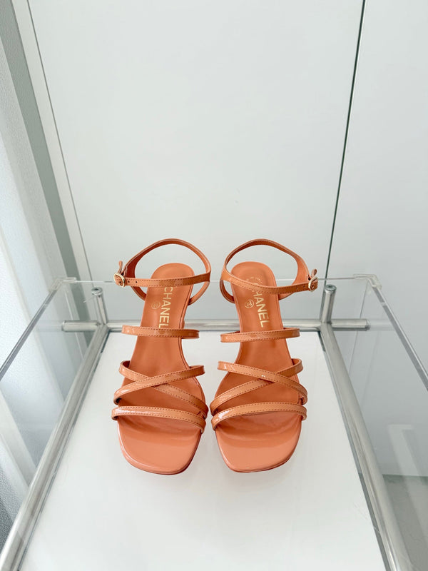Chanel Cruise 26 Sandal 70mm Orange Lambskin 597355