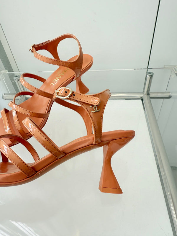 Chanel Cruise 26 Sandal 70mm Orange Lambskin 597355