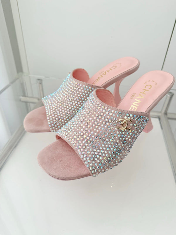 CC 26 Sandal 90 Pink Rhinstone Deer Hide 597376