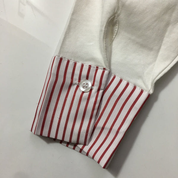 Chanel Striped Color Block Pocket Crew Neck Long Sleeve T-Shirt