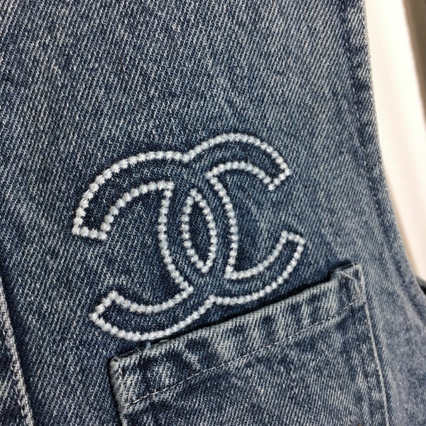 Chanel Chanel-style Vest Denim Jacket + Long-Sleeve Dress