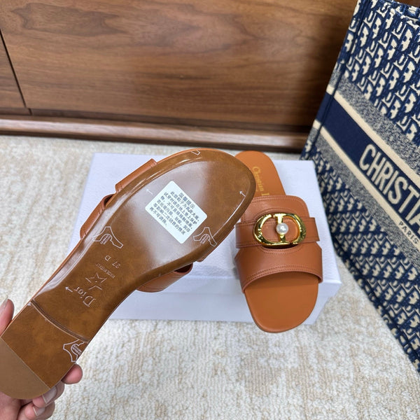 CD Montaigne Sandals Brown in Calfskin 598174