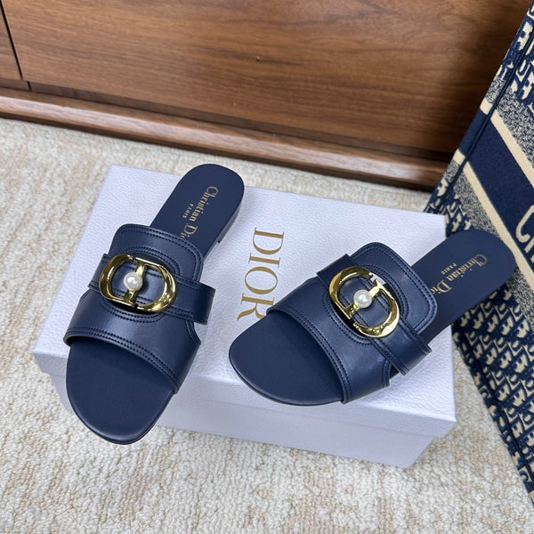 CD Montaigne Sandals Dark Blue in Calfskin 598169