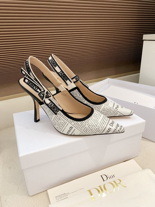 CD J'Adior Strappy Open Back Sandals 95 White in Sheepskin 598122