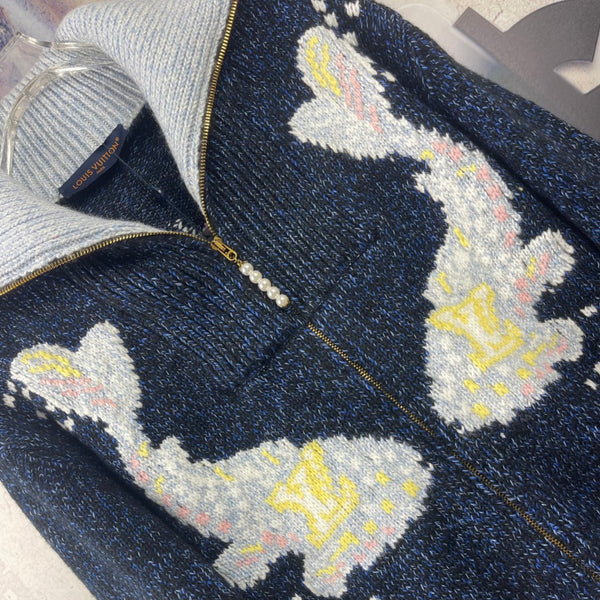 Louis Vuitton 25FW Koi Print Color-Blocked Wool Cardigan 494074