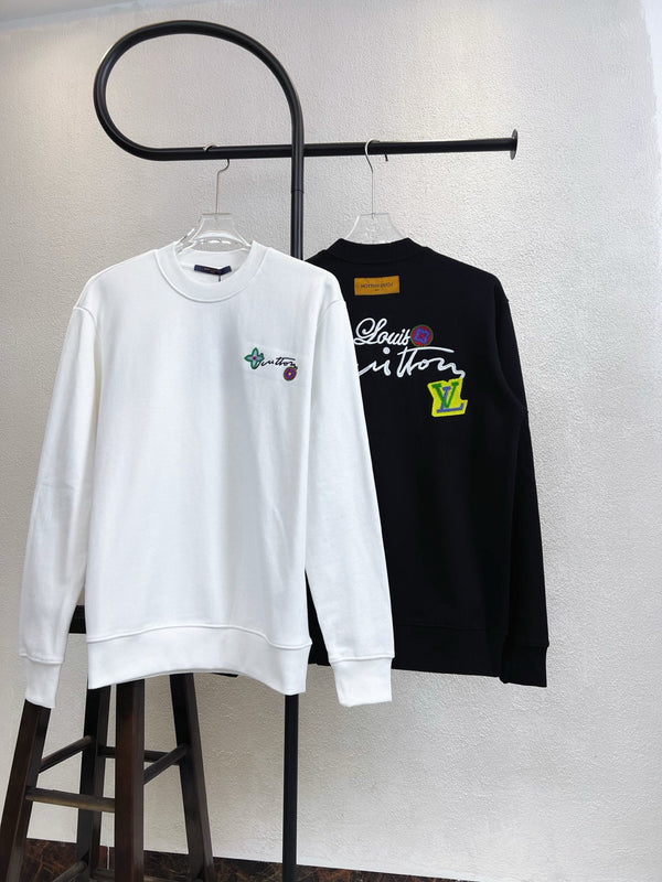 LV Crew Neck Sweatshirt with Signature Floral Embroidery 493381