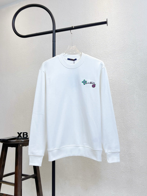 LV Crew Neck Sweatshirt with Signature Floral Embroidery 493381