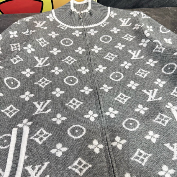 LV All-over Monogram Stand Collar Wool Knit Sweater 493348