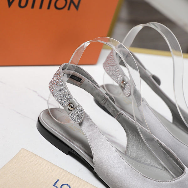 LV 26ss Legacy Slingback Flats Silver in Cowhide 600636