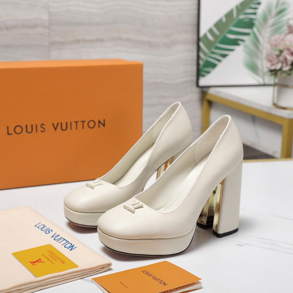 LV 26ss Chunky Heel Platform Sandals 11cm White in Cowhide 600733