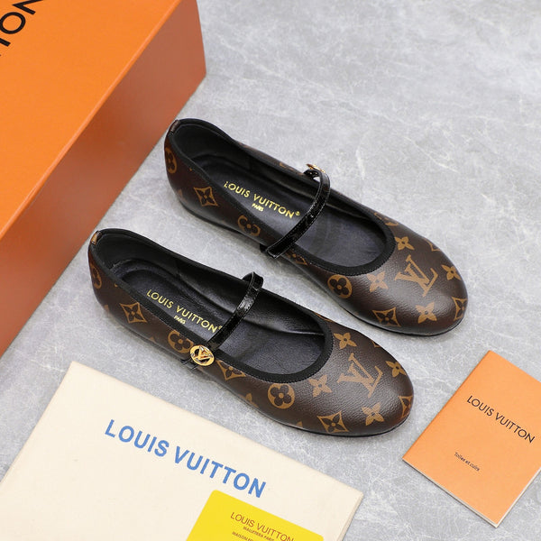 LV 25C Romy Flat Caramel Brown Monogram Sheepskin 600771