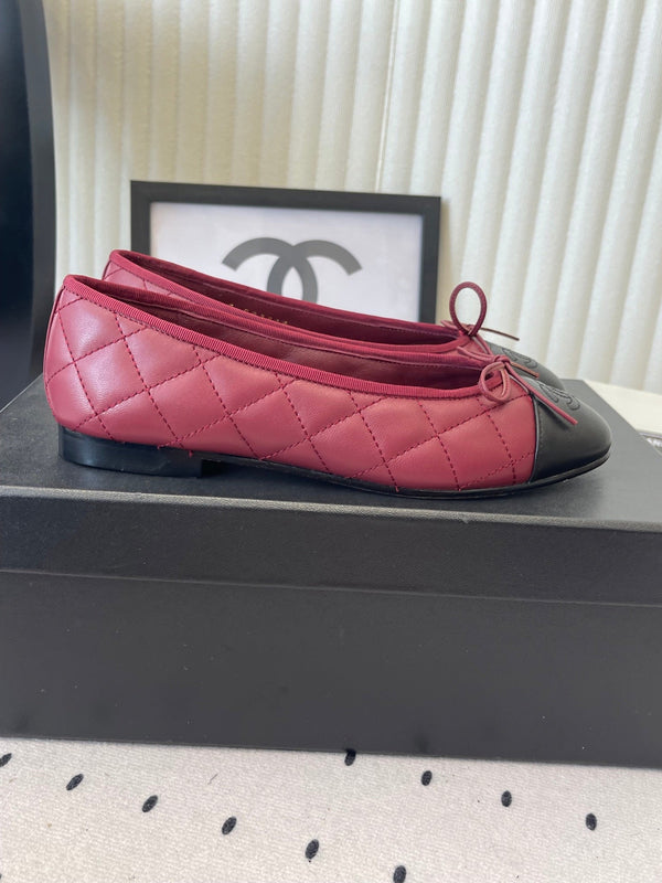 CC Ballet Flats Burgundy in Cowhide 611699