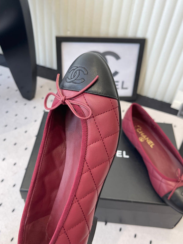 CC Ballet Flats Burgundy in Cowhide 611699