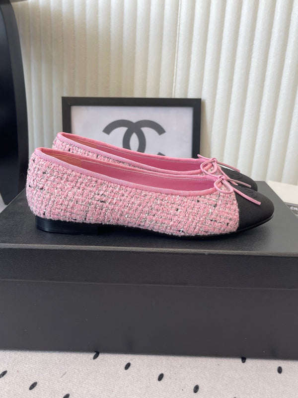 CC 25SS Classic Ballet Flat Pink Tweed Cowhide 611690