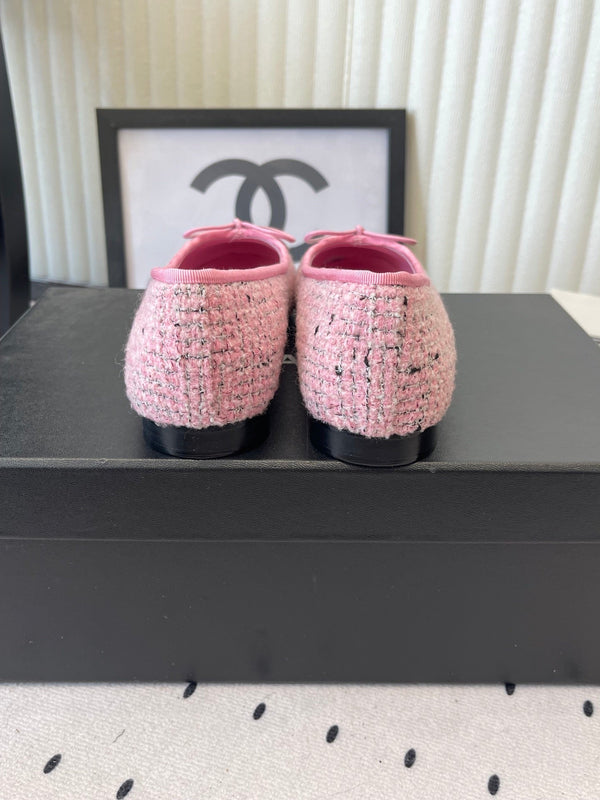 CC 25SS Classic Ballet Flat Pink Tweed Cowhide 611690