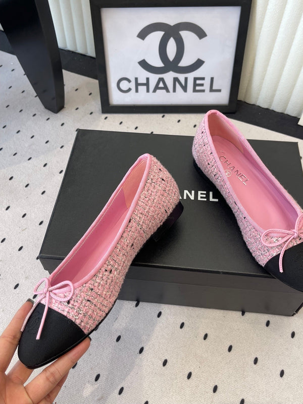 CC 25SS Classic Ballet Flat Pink Tweed Cowhide 611690