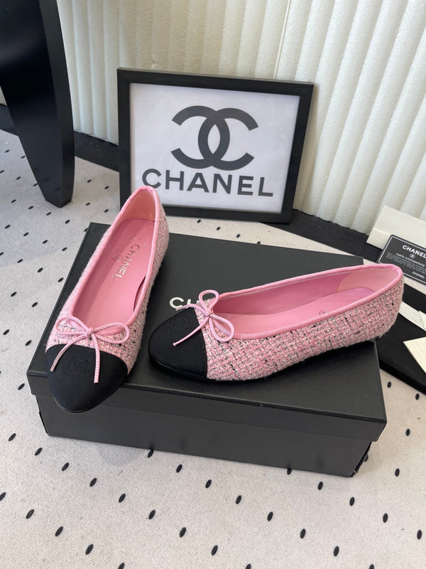 CC 25SS Classic Ballet Flat Pink Tweed Cowhide 611690