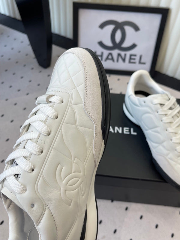 Chanel Coco Baseball Shoes White in Cowhide 611674