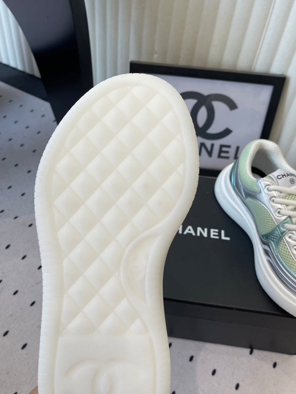 CC Sneaker Green Silver Metallic in Cowhide 611666