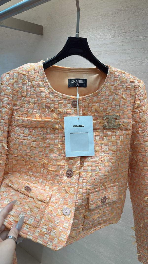 CHANEL SWEET GIRL JACKET ORANGE TWEED