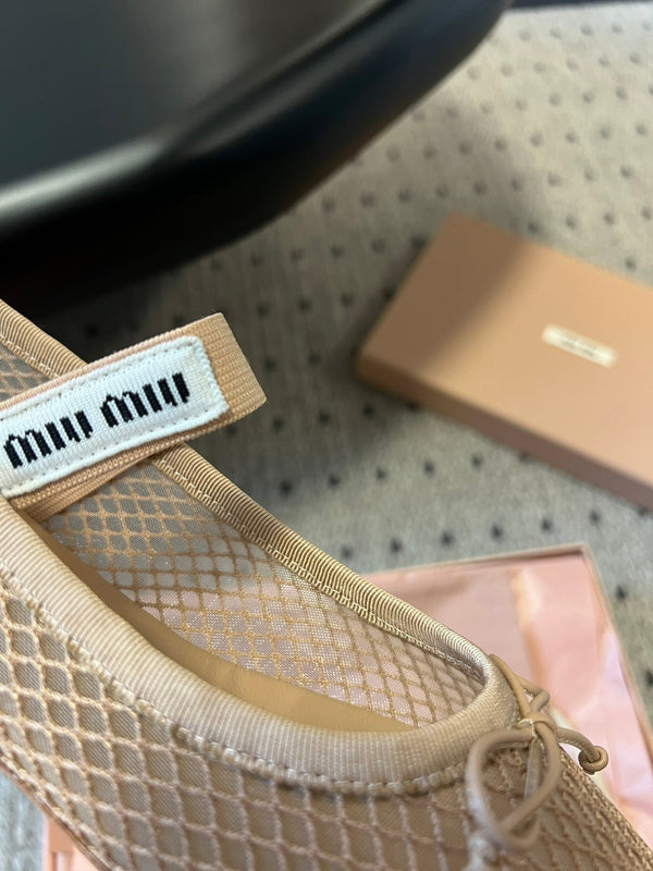 Miu Miu 26SS Ballet Flats Beige in Mesh 614701