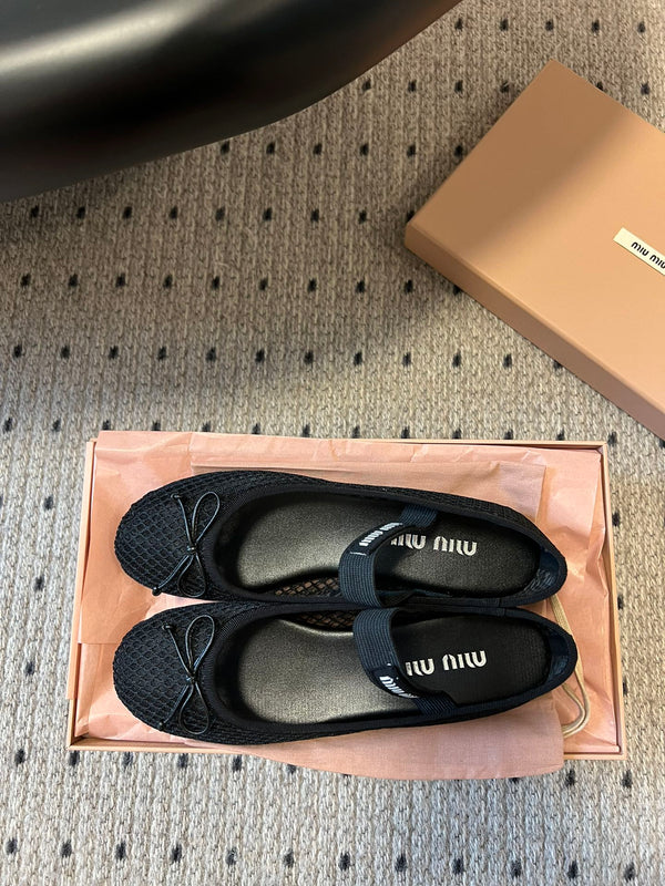 Miu Miu 26SS Ballet Flats Black in Mesh 614700