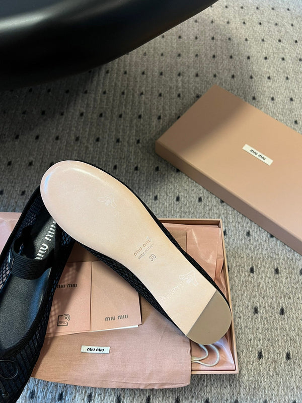 Miu Miu 26SS Ballet Flats Black in Mesh 614700