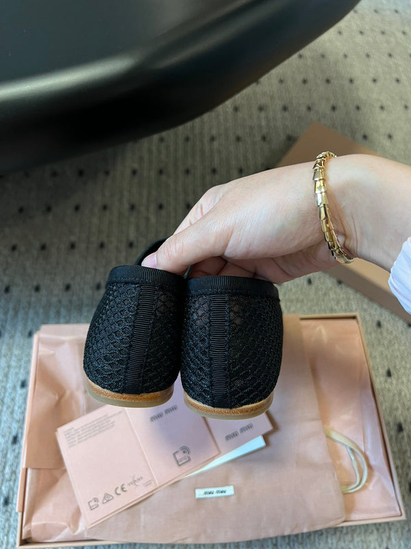 Miu Miu 26SS Ballet Flats Black in Mesh 614700