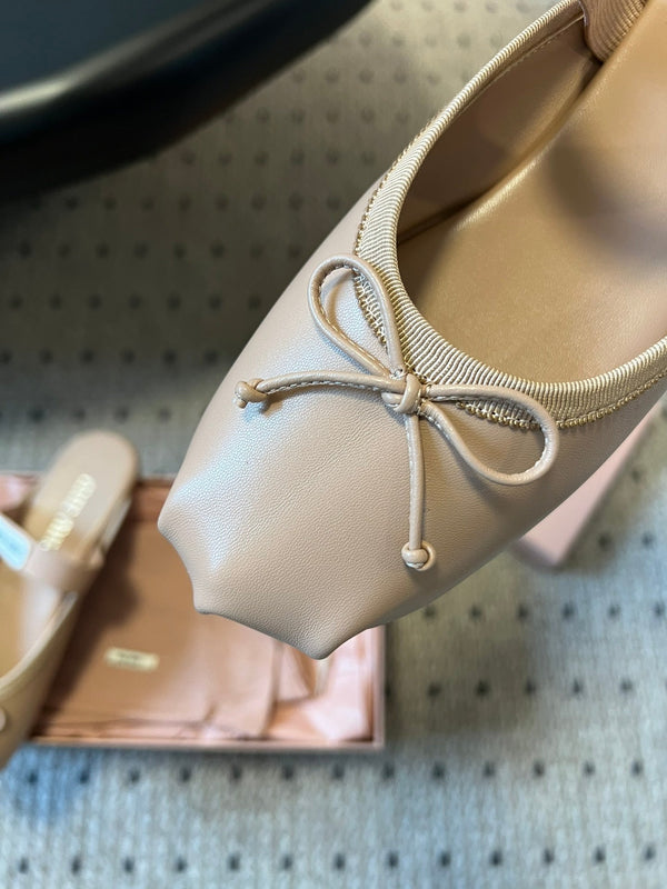 Miu Miu 26 Ballet Flats Beige in Silk 614468
