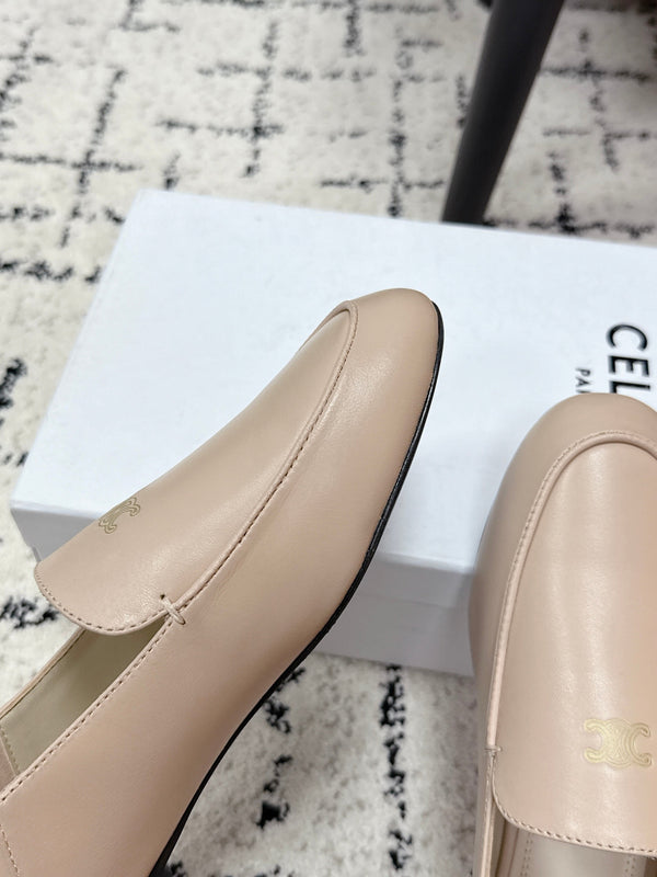 Celine 26 Aura Triomphe Loafer Light Beige in Lambskin 631125