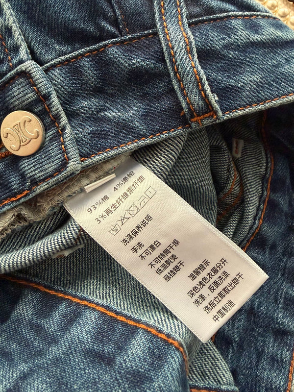 Celine 26ss High-Waisted Straight-Leg Blue Jeans