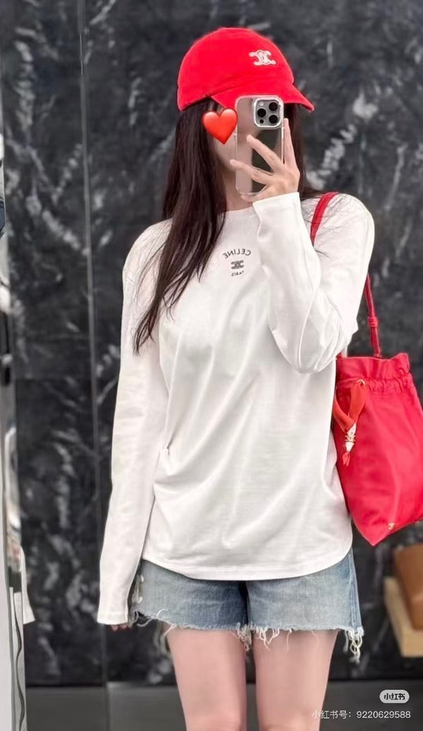 Celine 26ss Long-Sleeve T-Shirt White in Cotton