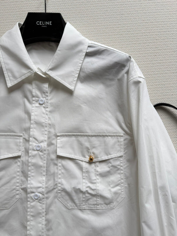Celine 26SS White Double-pocket Shirt White in Cotton 943328