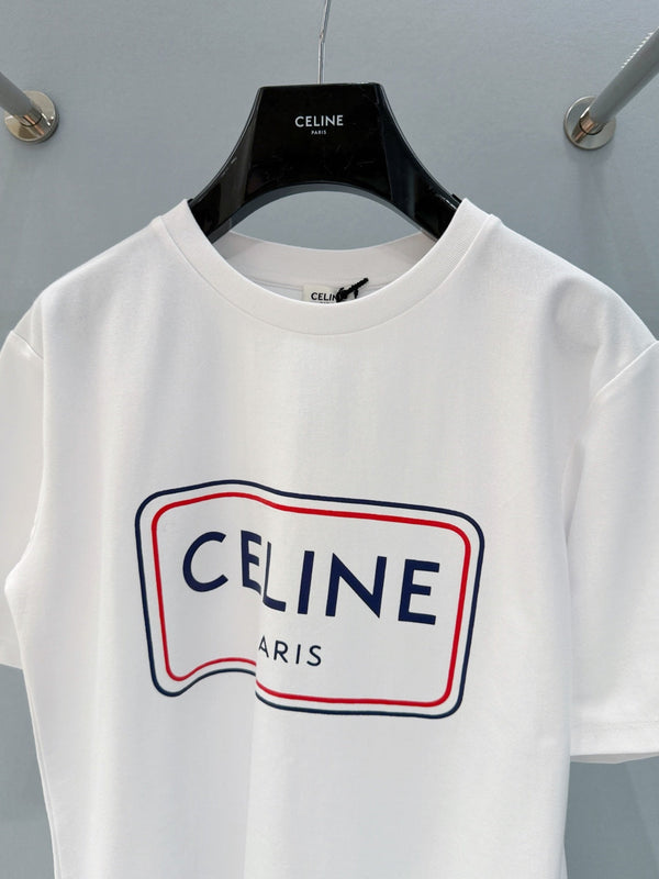 Celine 26SS Letter Print Short-Sleeve T-Shirt White in Cotton 940037