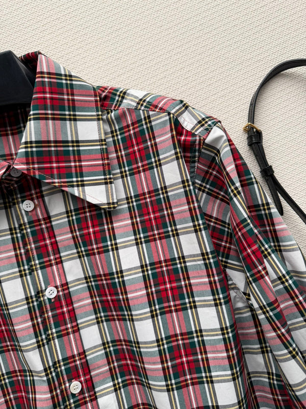 Celine 26SS Plaid Shirt Red in Cotton 872705