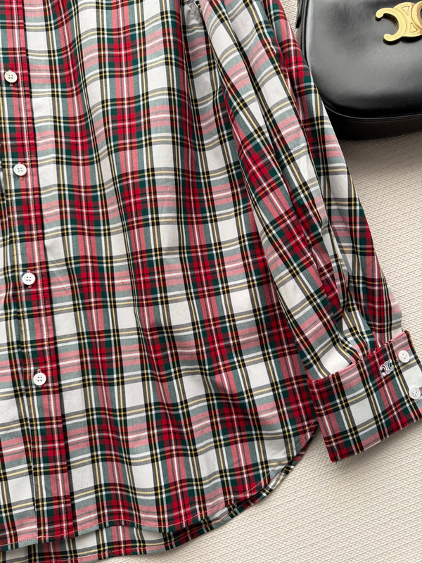 Celine 26SS Plaid Shirt Red in Cotton 872705