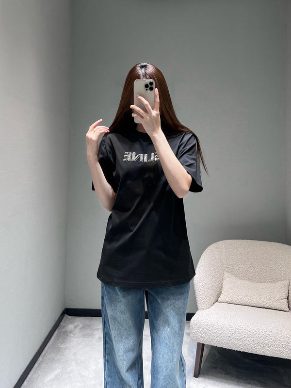 Celine 26SS Short-Sleeve T-Shirt Black in Cotton 811666